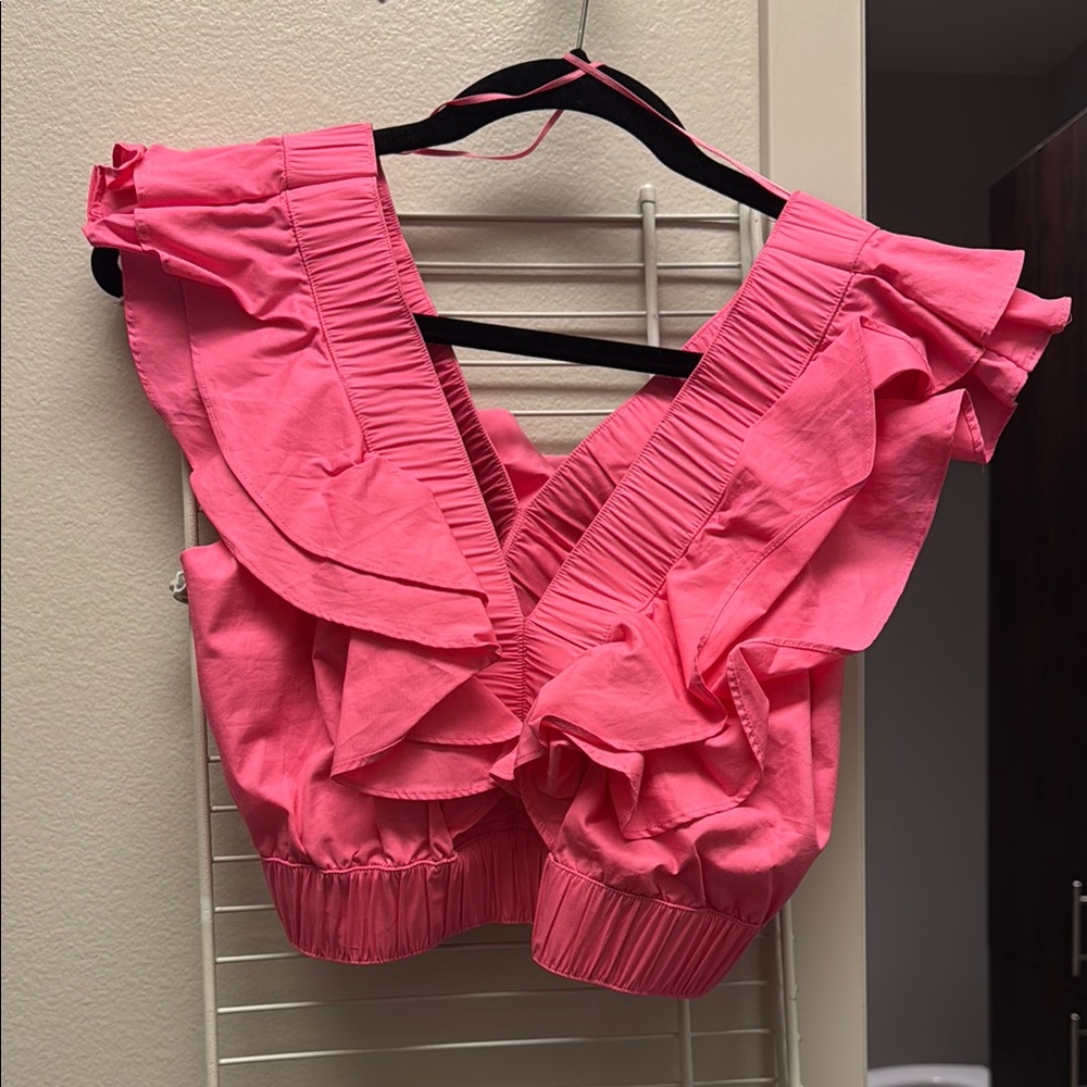 Pink Ruffled Women's Top